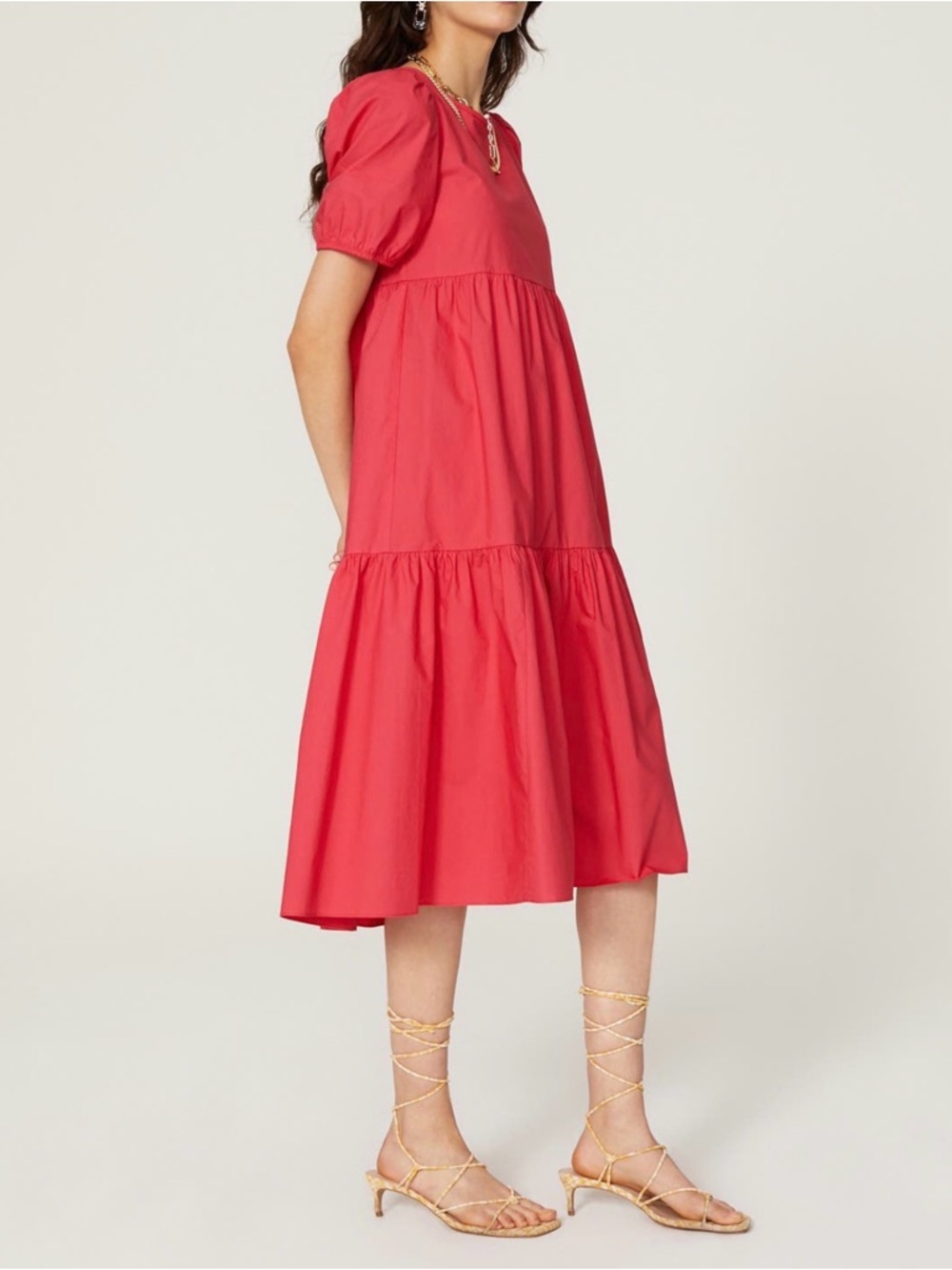 Peter Som Pink Tiered Midi Dress Black Tie Back High-Low Hem (TRR Sale)